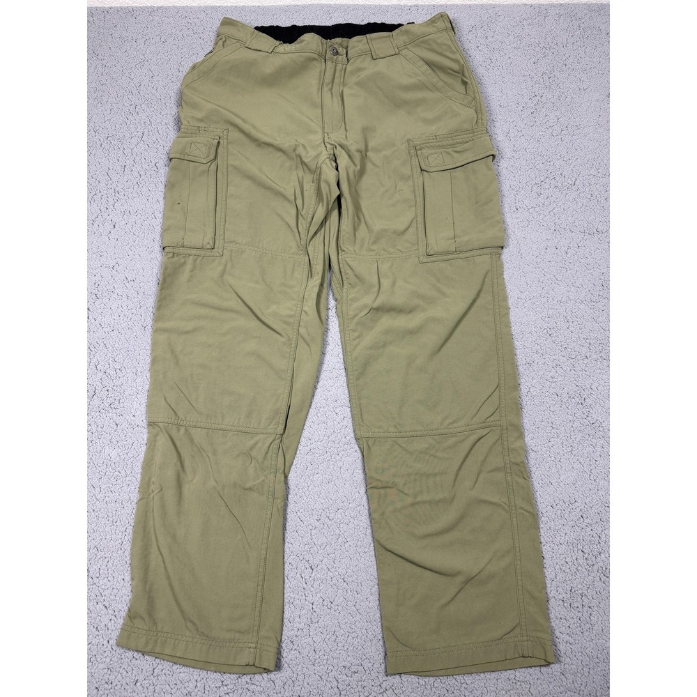 Duluth Trading Co Pants Mens XLx33 Green Nylon Cargo‎ Elastic Waist Outdoor